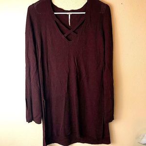 Free People Burgundy Cris Cross sweater